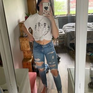 High rise distressed jeggings